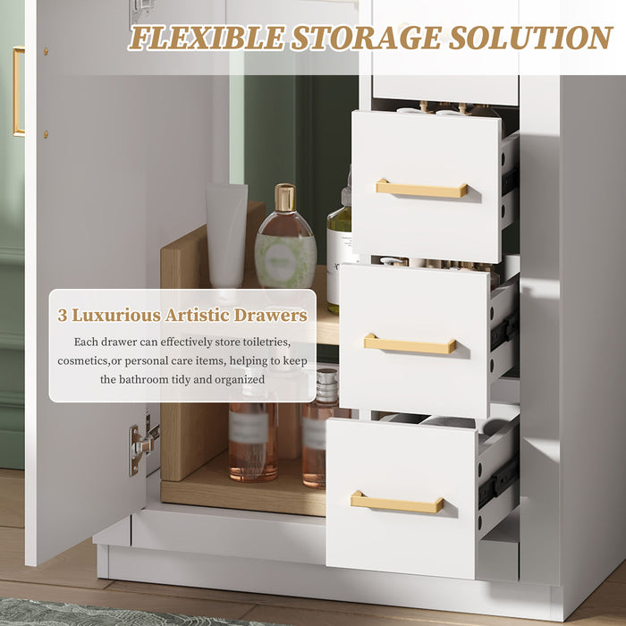 Modern Bathroom Vanity With 1 Door And 3 Drawers