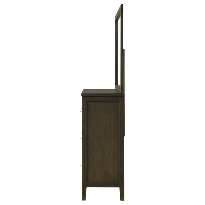 Clement - 6 Drawer Dresser With Mirror - Dark Coffee