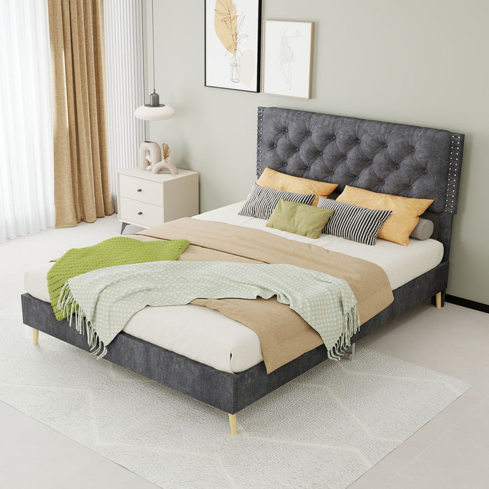 Upholstered Bed With Tufted Headboard