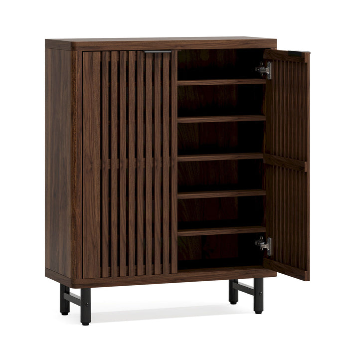 6 Tier Shoe Cabinet With Louvered Doors