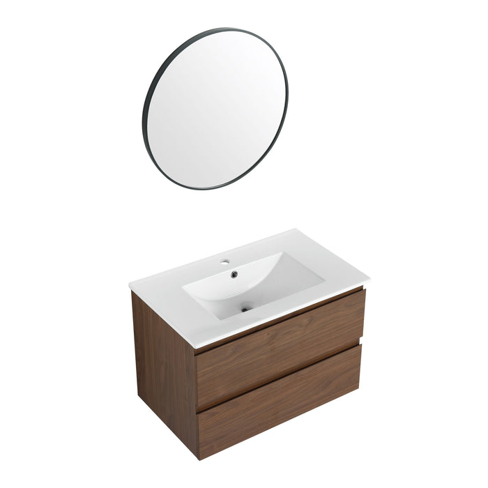Wall Mounted Bathroom Vanity & Sink, 2 Soft Close Drawers