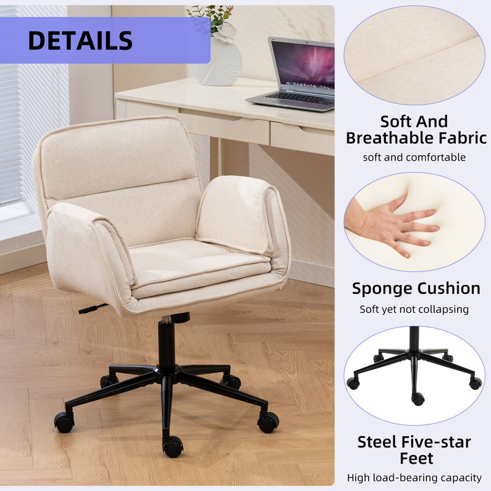 Criss Cross Swivel Desk Chair With Adjustable Armrests & Wheels For Home Office
