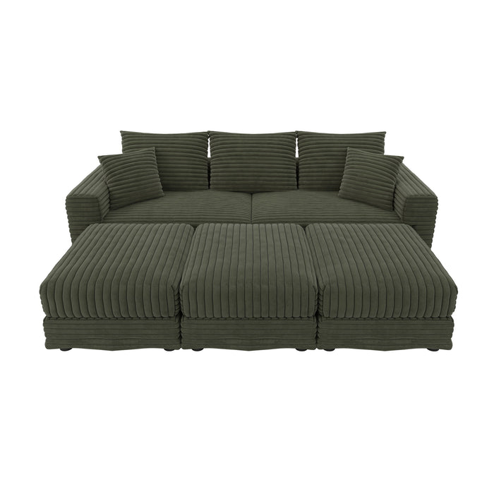 Convertible Deep Seat Sofa With Soft Pillows And Ottomans