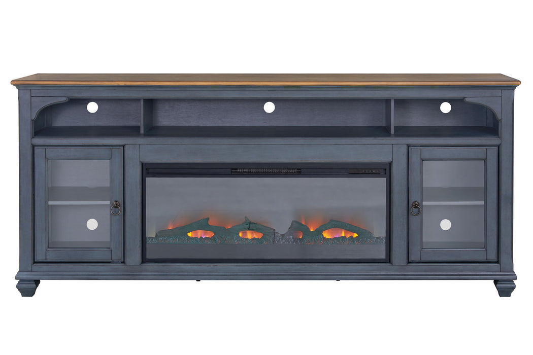 Fireplace TV Stand For TVs Up To 95" - Blue