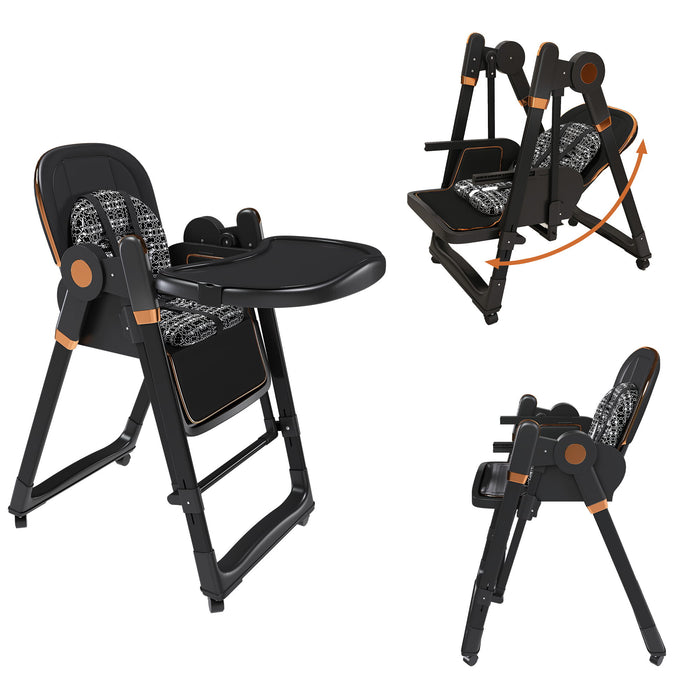 Convertible Baby High Chair To Rocker With 5 Point Harness