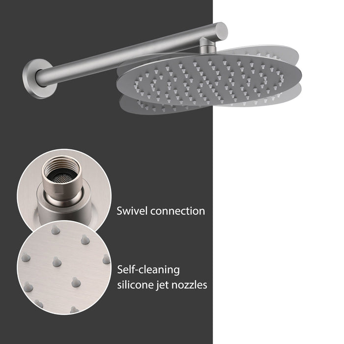 Wall Mounted Shower Set With High Pressure 10" Rain Shower Head And 5 Function Handheld Shower Head