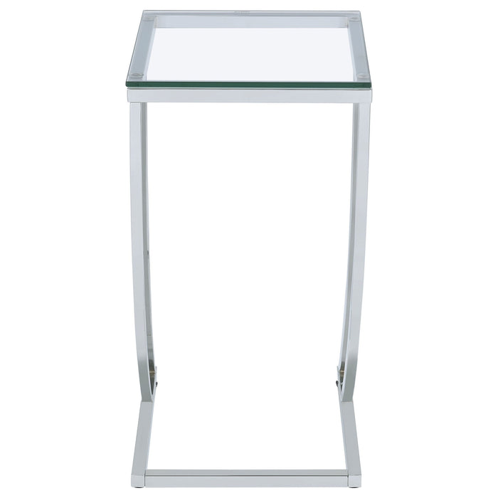 Draper - Rectangular Glass Top Sofa Side Table Glass - Chrome