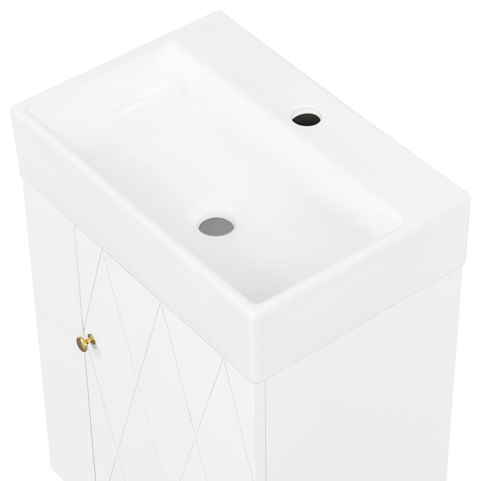 Modern Bathroom Vanity With Sink, Diamond Pattern Doors