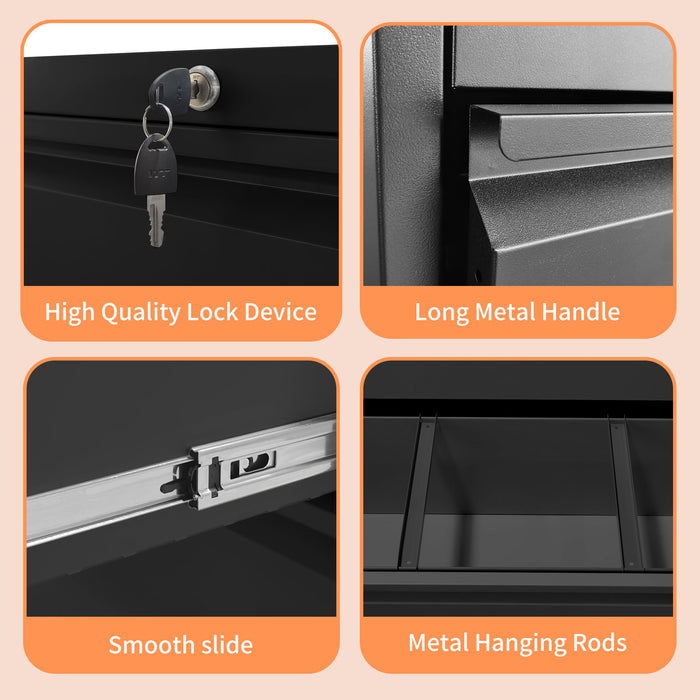Lateral File Cabinet, Heavy Duty Filing Holds Letter/Legal/A4 Files