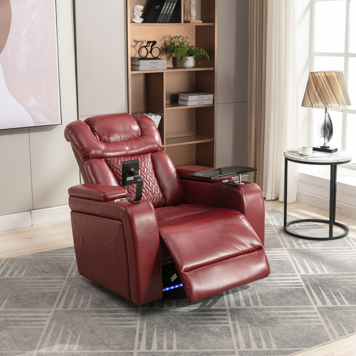 270 Degree Swivel Power Recliner With Tray Table, Phone Holder, Cup Holder, USB Port