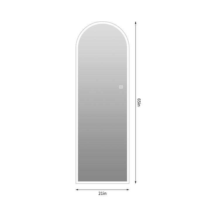 65" X 21" Arched LED Full Length Mirror, Wall Mounted Lighted Full Body Mirror With Frosted Edge Lighting, 3 Color Temperatures & Stepless Dimming - Silver
