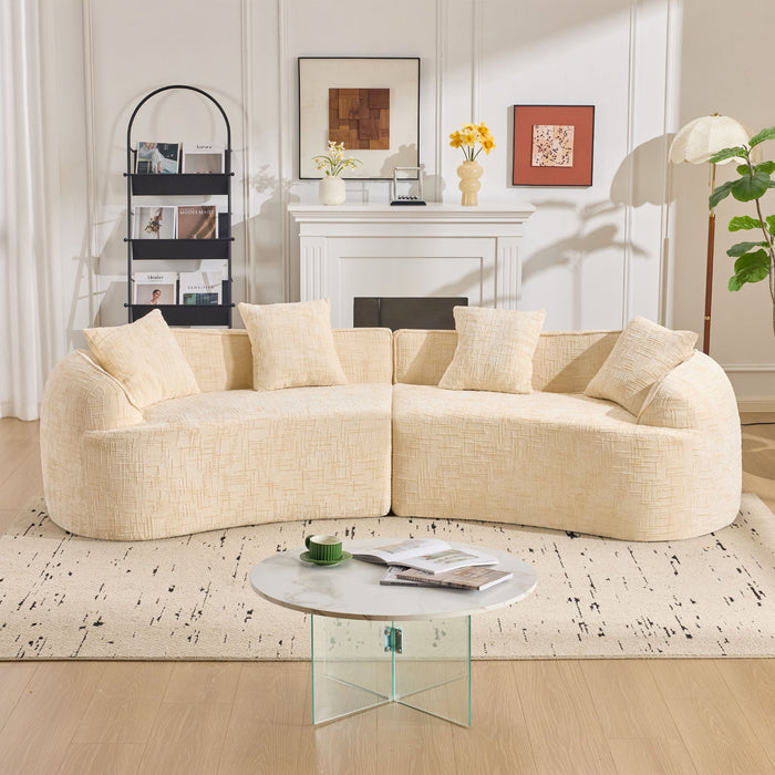 Curved Compressed Sofa, Nordic-Style Design For Living Room