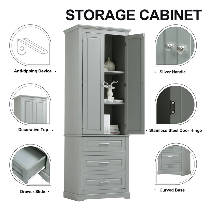 Tall Storage Cabinet With 3 Drawers For Bathroom