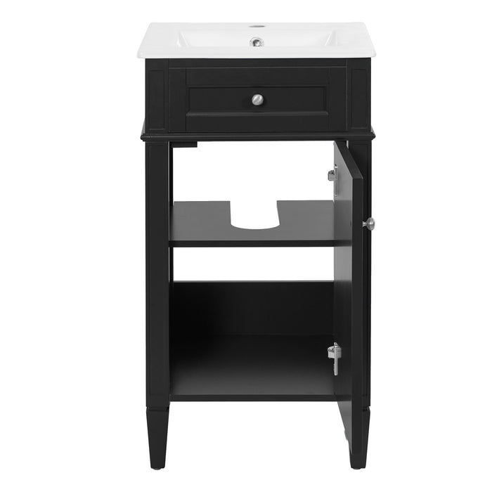 French Style Bathroom Vanity With Sink, Soft-Closing Door, Adjustable Shelf, Rectangular Design