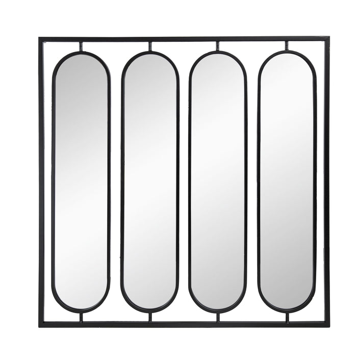 Large 4 Oval Wall Mirror With Square Frame, Home Decor For Living Room, Bedroom, Entryway, Office - Black