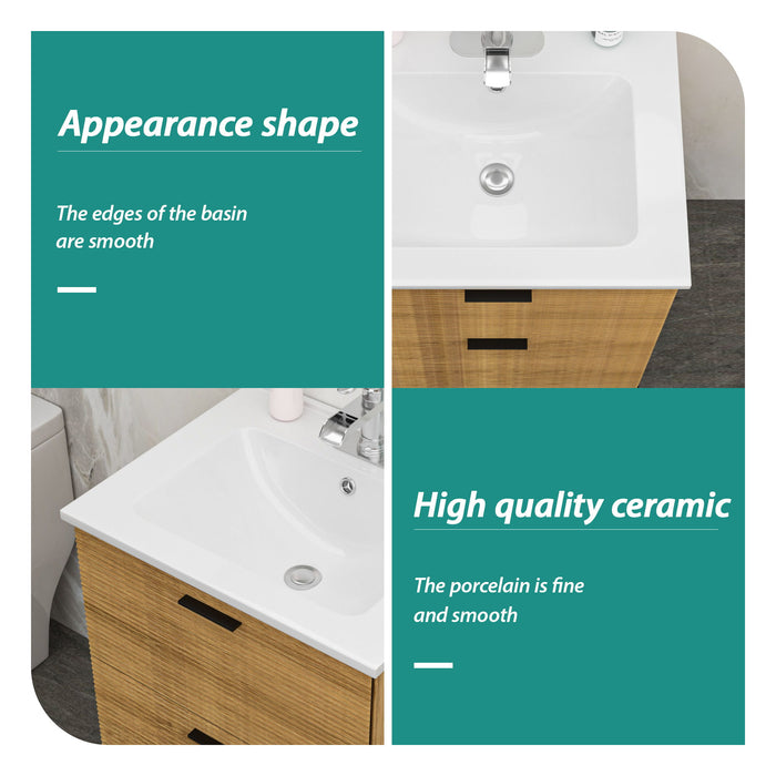 Rectangular Single Vanity Top With 1 Faucet Hole And Overflow Ceramic