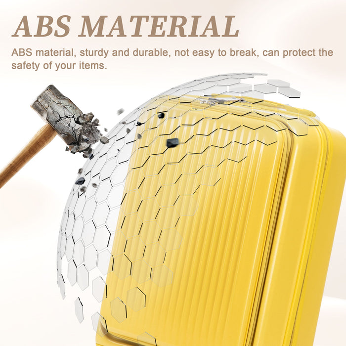 Luggage Set With Cosmetic Case, Combination Lock, Front Opening Design