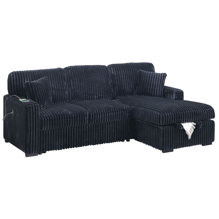 Convertible Sectional Upholstered Sleeper Sofa With Storage Chaise