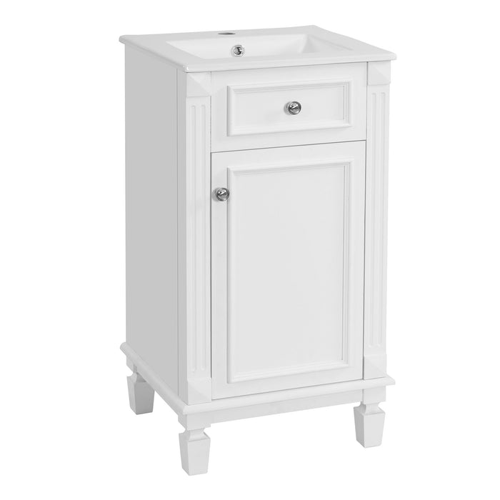 Bathroom Vanity With Sink, Cabinet, Soft-Closing Door, Adjustable Shelf - White