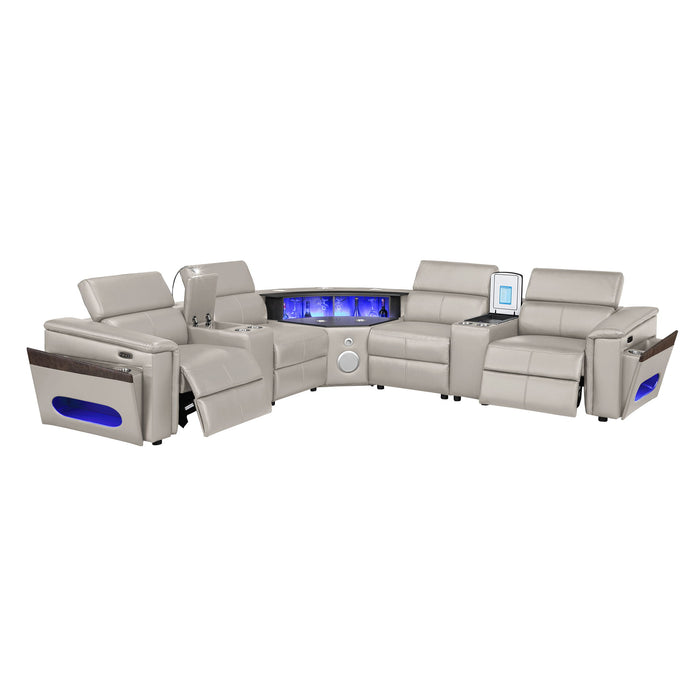 Nova - Sectional With Bluetooth Speaker, LED And Lifting Wine Cabinet