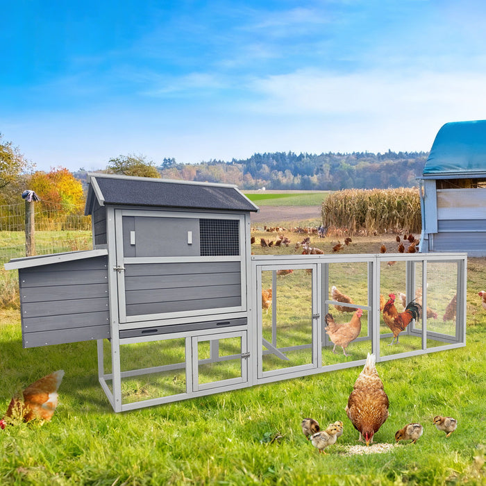 Chicken Coop, Large Outdoor Hen House With Run And Nesting Box Poultry Cage
