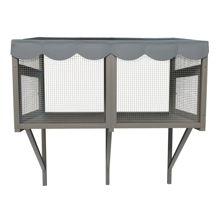 Window Perch Catio For Indoor Cats, Expandable Enclosure With Secure Frame And Waterproof Roof, Suitable For Multiple Kittens - Gray