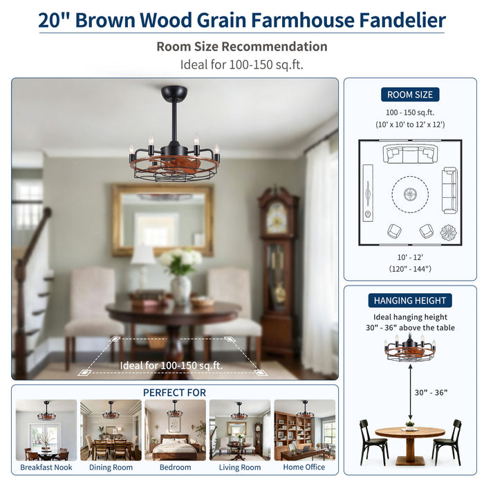 Modern Farmhouse Ceiling Fan, Adjustable Hanging
