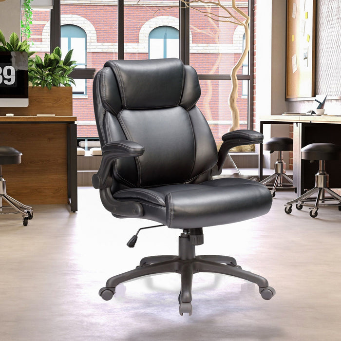 Modern Adjustable Office Chair Leather Upholstered Swivel Chair With Butterfly Mechanism Headrest - Gray