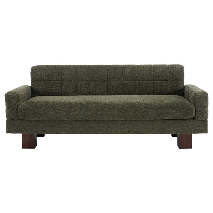 Modern Loveseat Sofa, 2 Seater With Square Arms For Living Room
