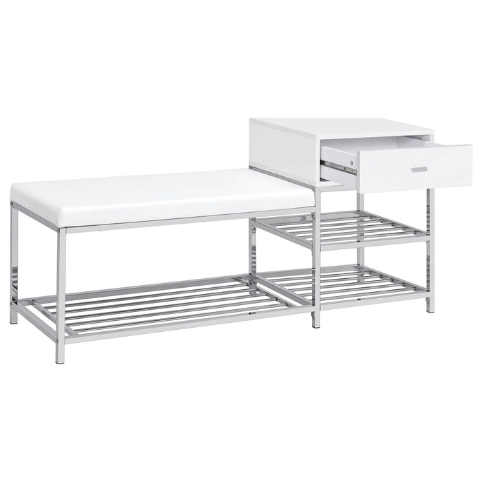 Yesler - 1 Drawer Storage Bench - Glossy White