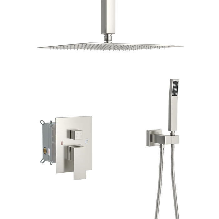 Dual Shower Head System With Ceiling Mount And Rough In Valve