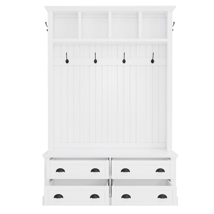 Hall Tree With 4 Drawers, Coat Rack With 6 Hooks