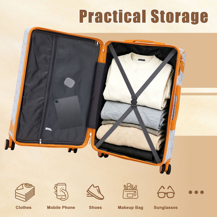 Luggage With Printed Pattern, Combination Lock