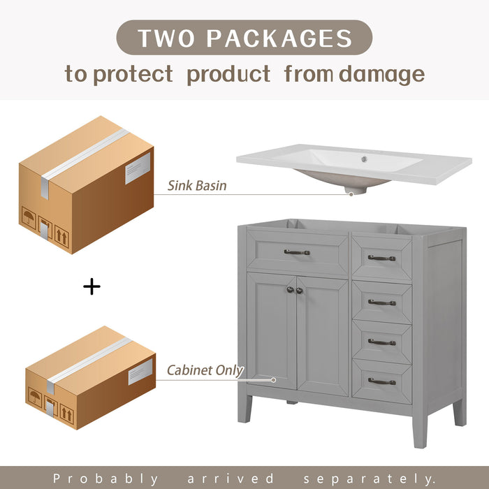 Modern Bathroom Vanity With Sink, Freestanding With Drawers And Doors