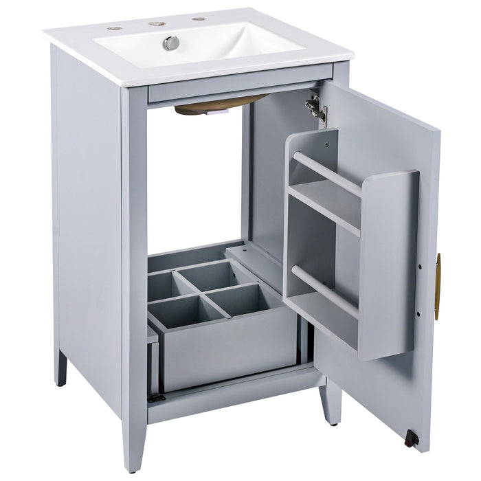 Modern Bathroom Vanity With Sink, Functional Drawer, Soft- Closing Door