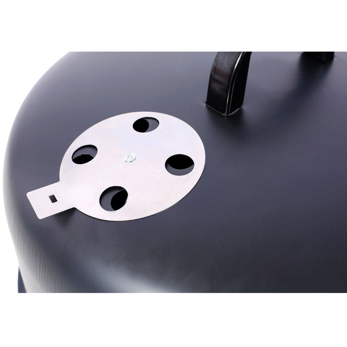 Heavy Duty Round Bbq Grill 17" Steel Charcoal Smoker For Outdoor Cooking - Black