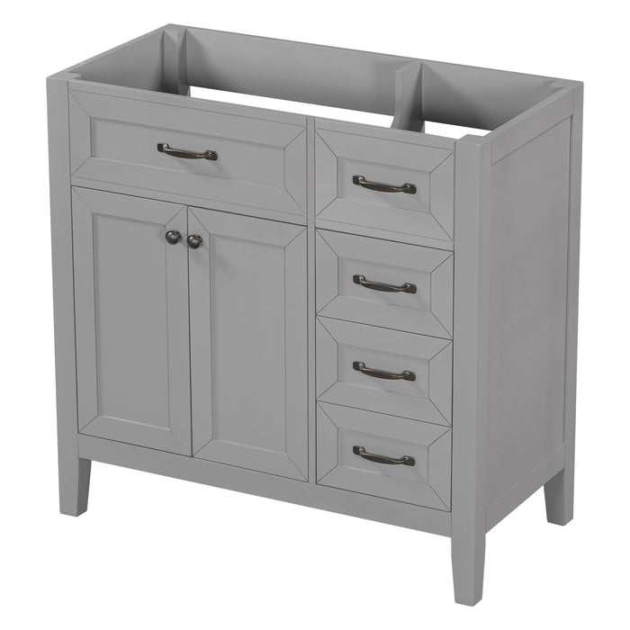Modern Bathroom Vanity Base Only, 2 Doors And 3 Drawers