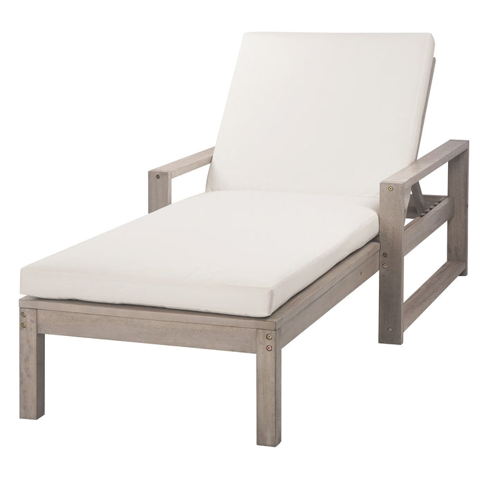 Outdoor Lounge Chairs, 5 Position Chaise Lounge With Adjustable Backrest (Set of 2) - Gray