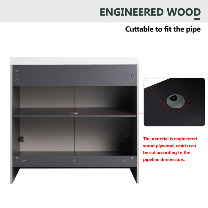 Modern Freestanding Bathroom Vanity With Soft Close Cabinet Doors