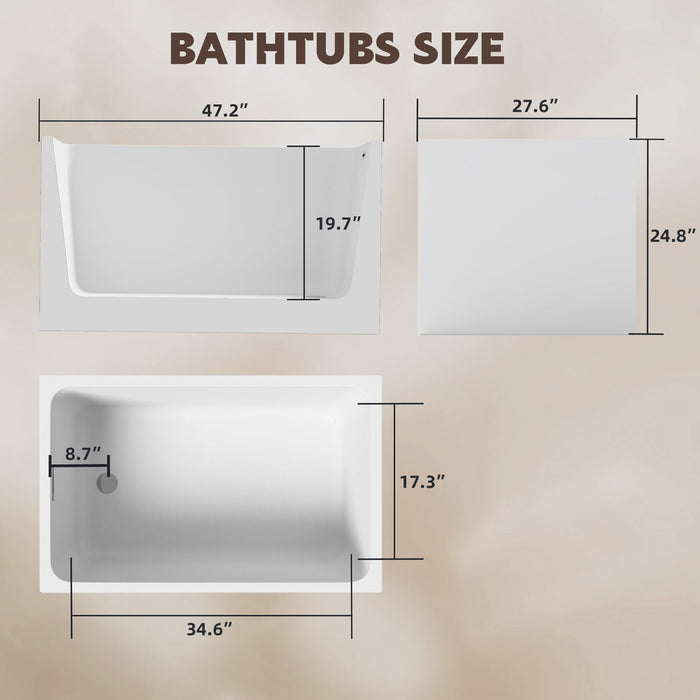 Freestanding Bathtub With Drain, Rectangular Shape