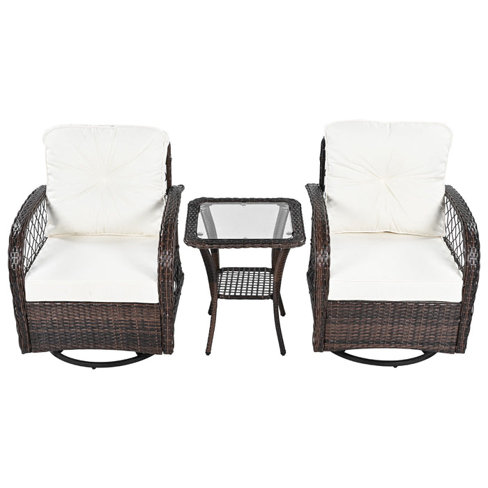 3 Piece Outdoor Chair & Table Set Chat Set, 2 Person Rattan Seating Group