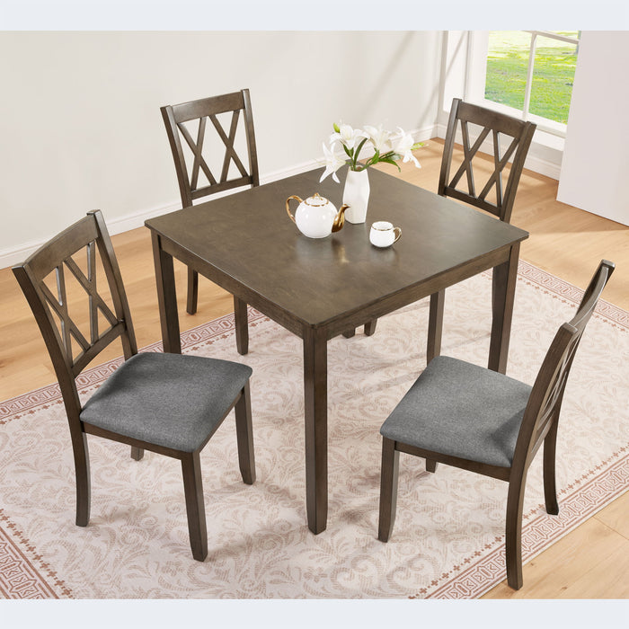 5 Piece Dining Table Set With 4 Chairs - Walnut