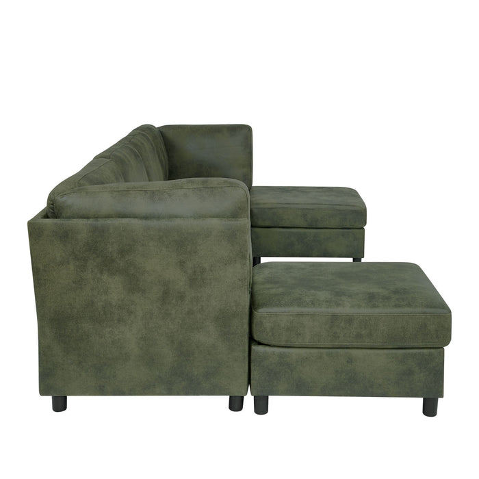 Modular Sectional Sofa With Custom Configuration And Removable Cushions - Olive