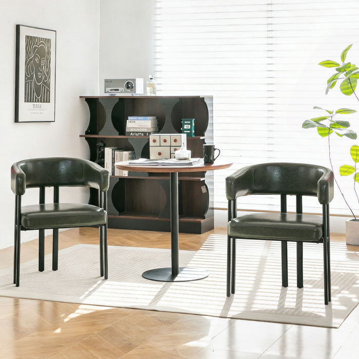 Modern Dining Upholstered Barrel Chair With Curved Back And Armrests
