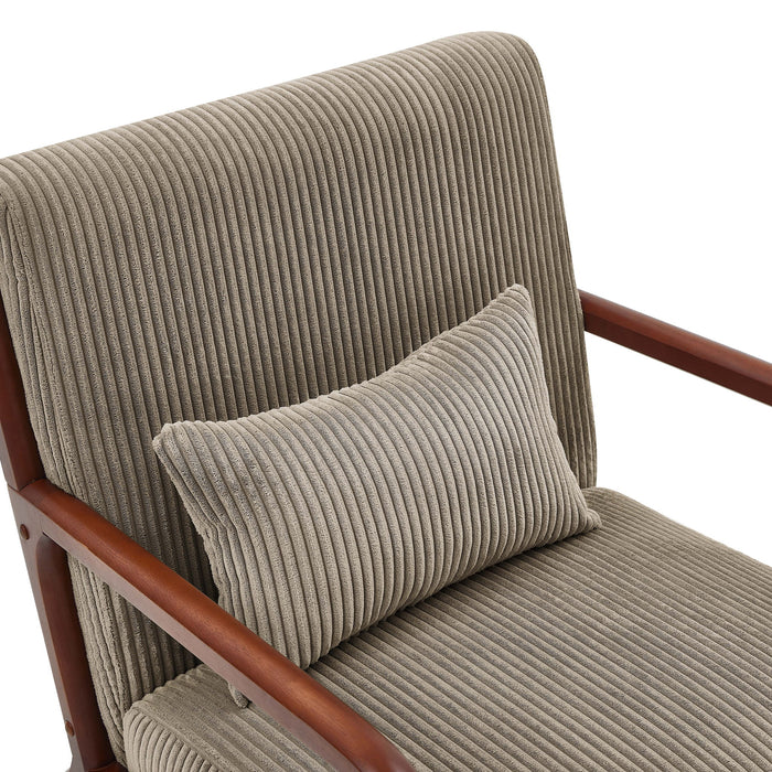 Upholstered Armchair With Back Support Pillow