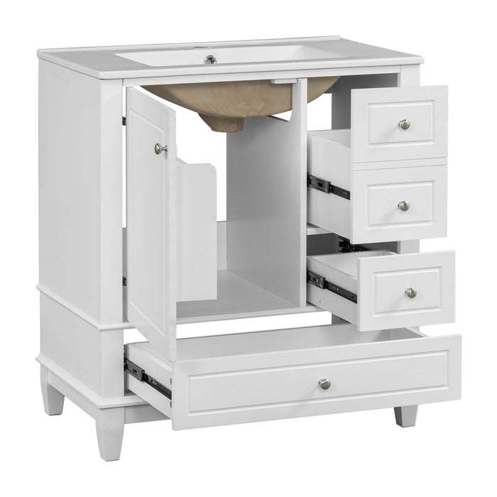 Freestanding Bathroom Vanity With Sink, Soft Close Door, 3 Drawers