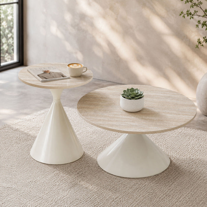 2 Piece Coffee Round Table Set