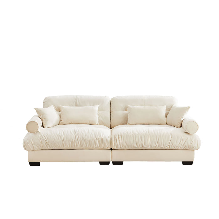 Modern Oversize Sofa With Cloud Like Comfort, Featuring Waist And Throw Pillows
