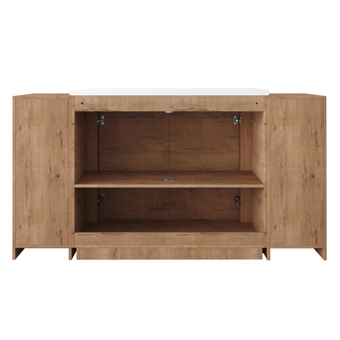 Freestanding Bathroom Vanity With Sink, 2 Small Storage Cabinets, Soft Close Doors