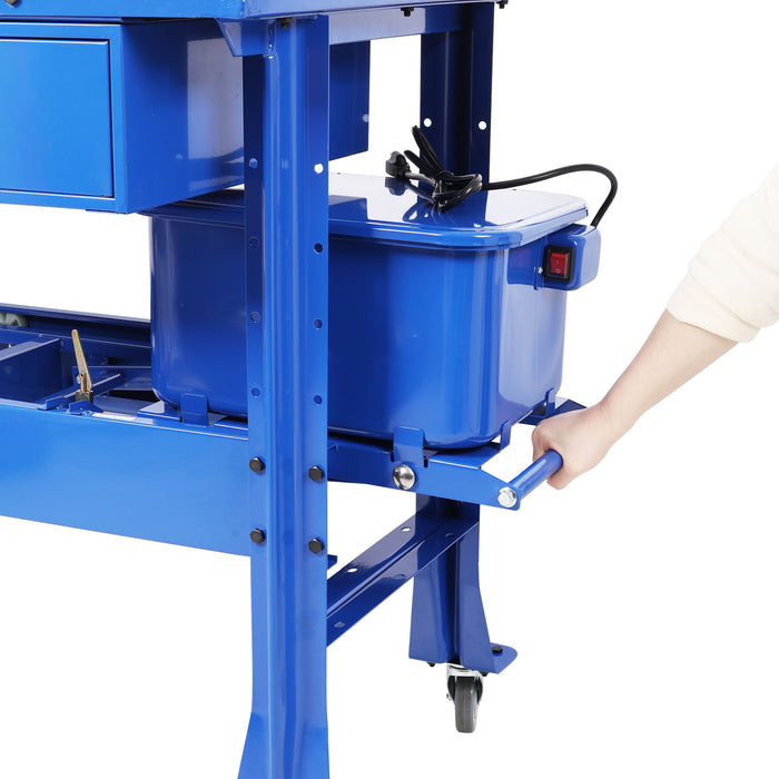 Mobile Tear Down Table With 3.5 Gallon Part Washer And 110V Pump - Blue